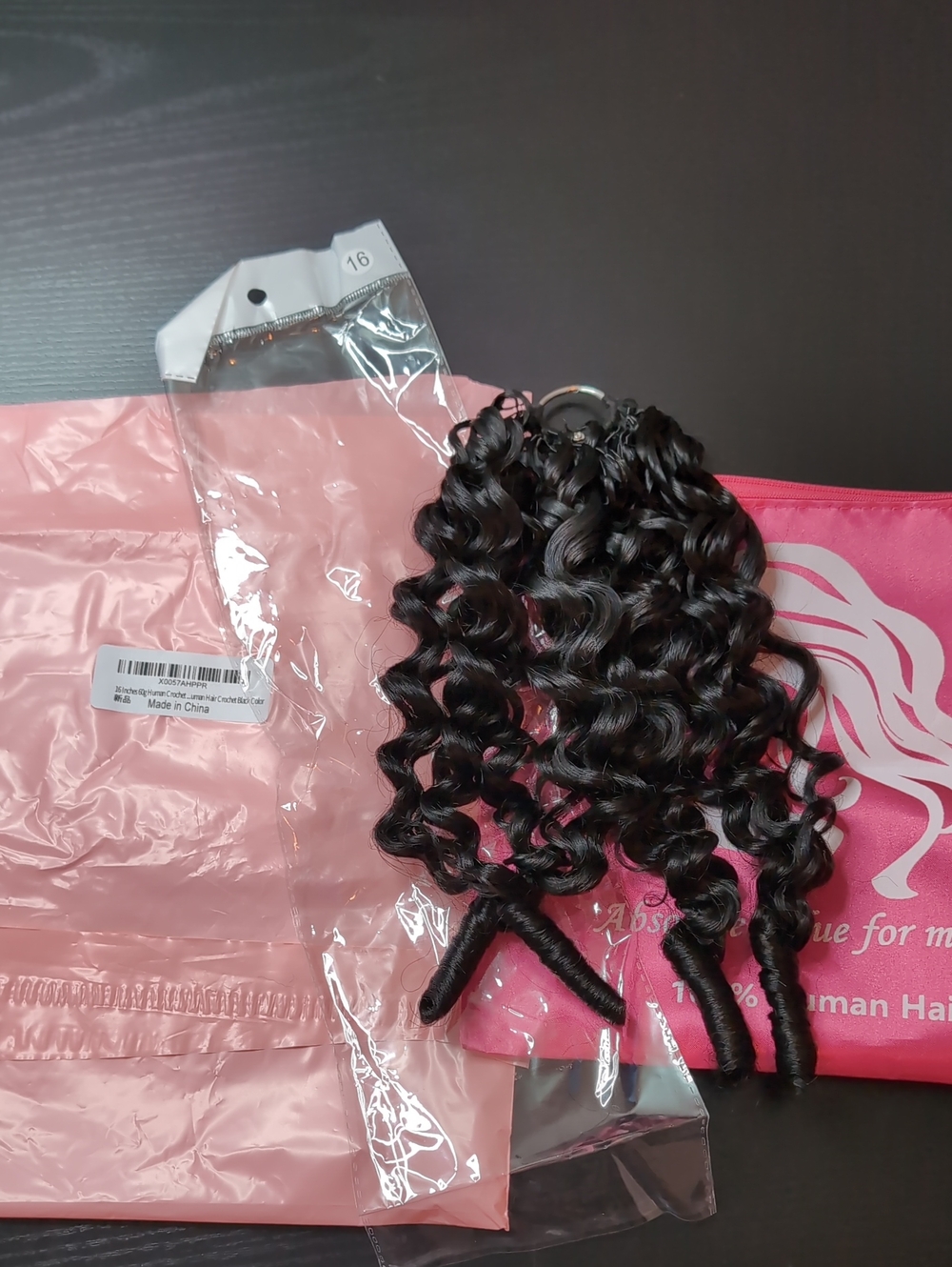 16 In 60 G Human Feather Crochet Hair Burmese Curly Natural Black